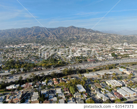 Aerial view of downtown Glendale, city in Los Angeles  63547373