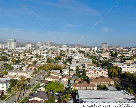 Aerial view of downtown Glendale, city in Los Angeles  63547396