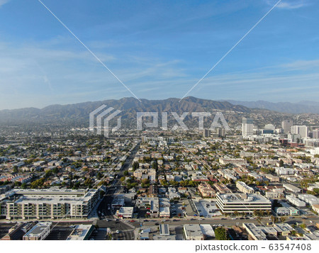 Aerial view of downtown Glendale, city in Los Angeles  63547408