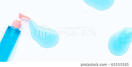 Alcohol hand sanitizer gel in pump bottle on white 63553585