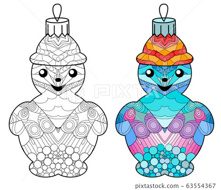 Zentangle stylized Christmas decorations. Hand 63554367