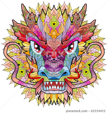 Zentangle dragon head with mandala. Hand drawn 63554453