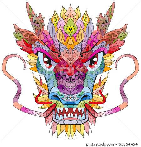 Zentangle dragon head. Hand drawn decorative Zentangle dragon head. Hand drawn decorative 63554454