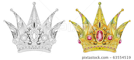 Zentangle stylized crown. Hand Drawn lace vector 63554519