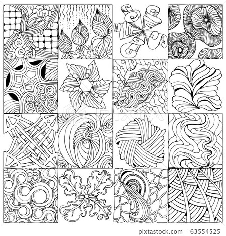 Hand drawn zentangle background for coloring page Hand drawn zentangle background for coloring page 63554525