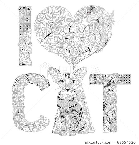 Word I LOVE CAT for coloring. Vector decorative Word I LOVE CAT for coloring. Vector decorative 63554526