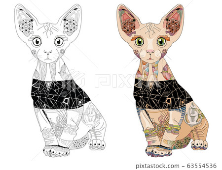 Zentangle stylized cat. Hand Drawn lace vector Zentangle stylized cat. Hand Drawn lace vector 63554536