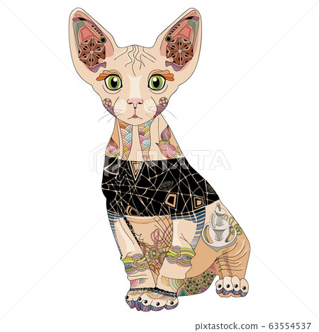 Zentangle stylized cat. Hand Drawn lace vector 63554537