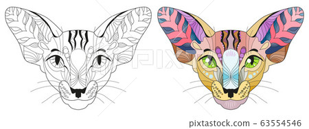 Zentangle stylized head of cat. Hand Drawn lace 63554546