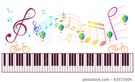 Piano keyboard and Music notes isolated. 63555004