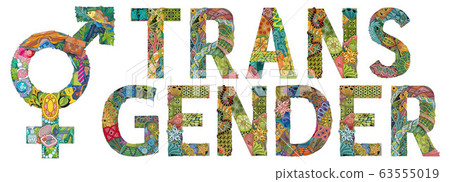 Word TRANSGENDER with Transgender Symbol. Vector 63555019