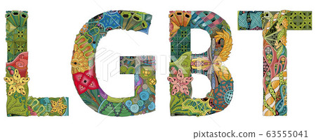 Abbreviation LGBT. Vector zentangle object for 63555041
