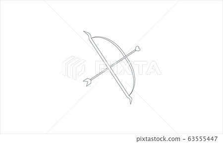 Bow weapon with arrows. Medieval and fantasy weapon. Flat vector illustration isolated on white background.	 63555447
