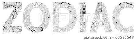 Word ZODIAC. Vector zentangle object for 63555547