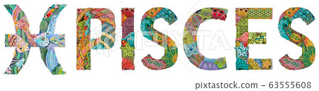 PISCES zodiac sign cute cartoon character retro 63555608