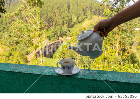 Breakfast with tea on sri lanka tea island. Breakfast with tea on sri lanka tea island. 63555850