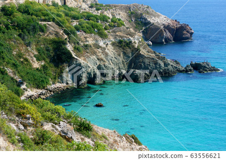 The landscape of the rocky shore of the Black Sea. The landscape of the rocky shore of the Black Sea. 63556621