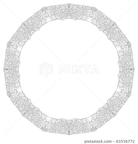 Round frame for coloring. Vector decorative - Stock Illustration ...