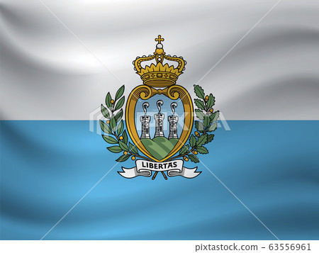 Waving flag of San Marino. Vector illustration 63556961