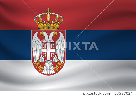 Waving flag of Serbia. Vector illustration 63557024