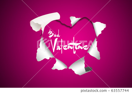 Torn hole and ripped of paper in heart shape on Torn hole and ripped of paper in heart shape on 63557744