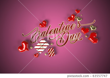 Valentines Day text on pink background Valentines Day text on pink background 63557747