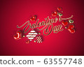Valentines Day text on red background 63557748