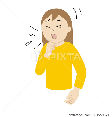 Illustration of a girl coughing badly 63559671