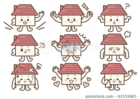 Various expressions of the personified house 63559965