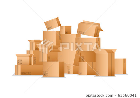Realistic Detailed 3d Pile Cardboard Boxes. Vector 63560041