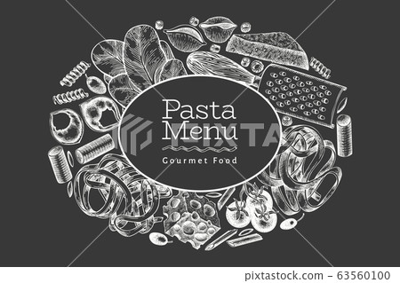 Italian pasta with additions design template. Italian pasta with additions design template. 63560100