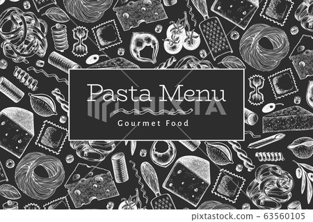 Italian pasta with additions design template. 63560105