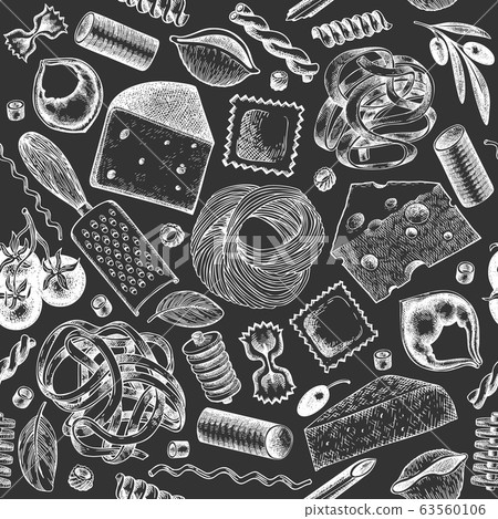 Italian pasta wits additions seamless pattern. 63560106