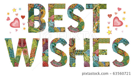 Words BEST WISHES. Vector decorative zentangle Words BEST WISHES. Vector decorative zentangle 63560721