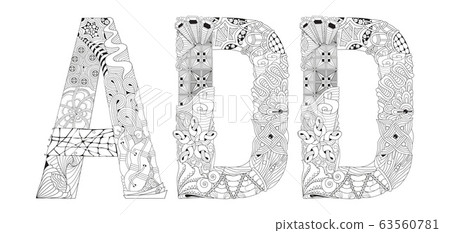 Word ADD for coloring. Vector decorative zentangle Word ADD for coloring. Vector decorative zentangle 63560781