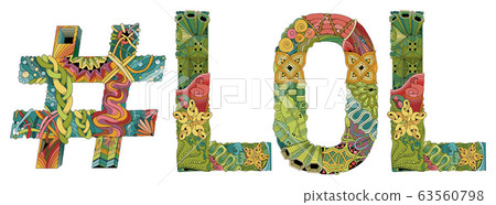 Word LOL with hashtag. Vector decorative zentangle Word LOL with hashtag. Vector decorative zentangle 63560798