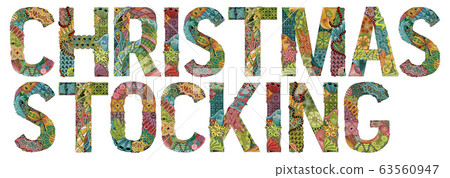 Words Christmas stocking. Vector decorative 63560947