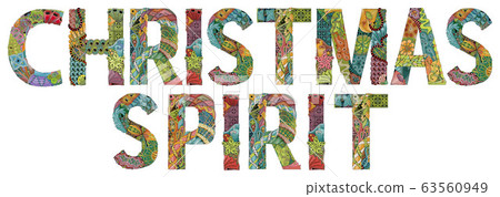 Words Christmas spirit. Vector decorative 63560949