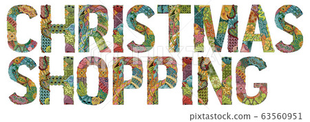 Words Christmas shopping. Vector decorative 63560951