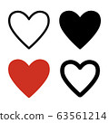 Set heart icons, concept of love. Vector 63561214