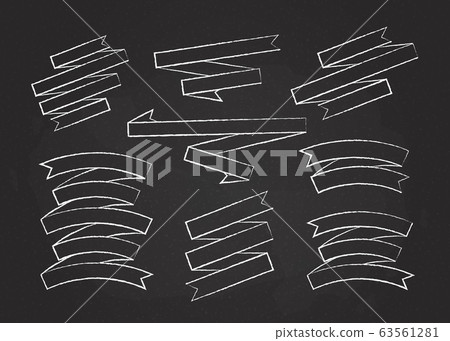 Chalk contour blank label ribbon vector set Chalk contour blank label ribbon vector set 63561281