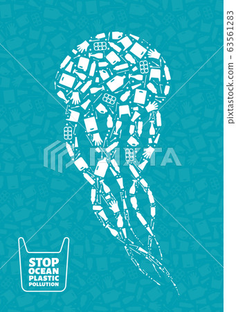 Jellyfish plastic trash planet pollution concept Jellyfish plastic trash planet pollution concept 63561283