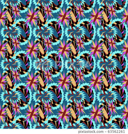 Abstract seamless colourful pattern exotic shapes Abstract seamless colourful pattern exotic shapes 63562261
