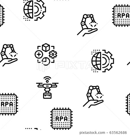 Robotic Process Automation Seamless Pattern Vector - Stock Illustration ...