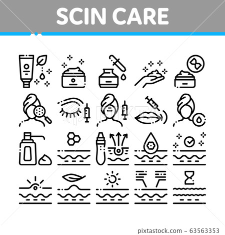 Skin Care Cosmetic Collection Icons Set Vector 63563353