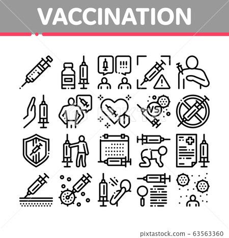Vaccination Syringe Collection Icons Set Vector 63563360