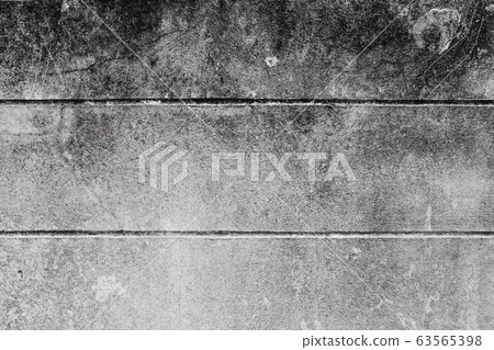 Close-up of White cement wall peeled paint caused by water and sunlight. Peel wall with line of White house paint with black stain. Black and White of Texture background. 63565398
