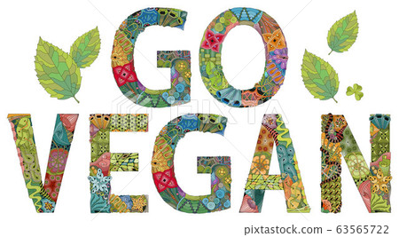 Words go vegan. Vector zentangle object for Words go vegan. Vector zentangle object for 63565722