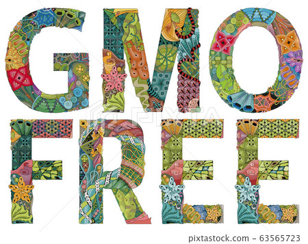 Words GMO FREE. Vector decorative zentangle object Words GMO FREE. Vector decorative zentangle object 63565723