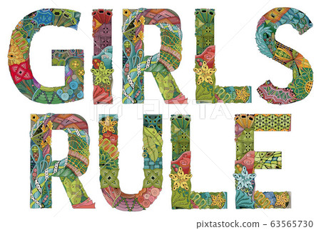 Words GIRLS RULE. Vector decorative zentangle 63565730